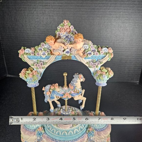 Vintage Classic Treasures Musical Animated Horse Carousel With Canopy In Box - Picture 9 of 12
